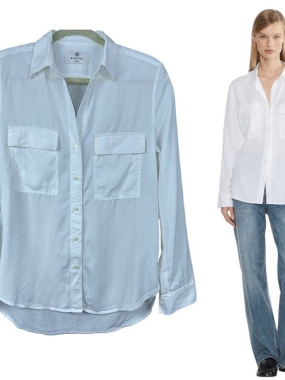 Aritzia Babaton Light Blue Utility Button-Down Shirt Over Size XS